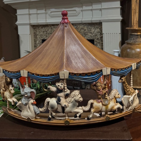 1979 UNIVERSAL STATUARY Homco CIRCUS Animal CAROUSEL WALL PLAQUE 22" x 16" - Picture 3 of 4